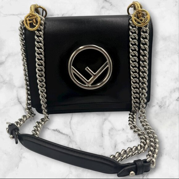 Fendi F Logo Kan I Leather Two Way Bag - Picture 6 of 12